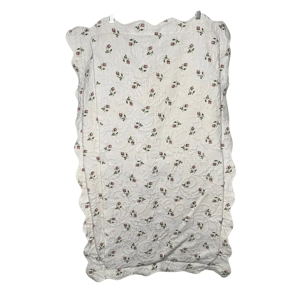 Colchass S Domingos Matelasse Quilted‎ King Sham 2-Piece Set Ivory Rose Scallop